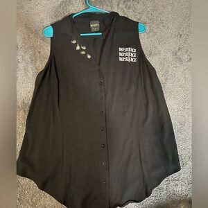 Torrid Black Sleeveless Button-Up Top